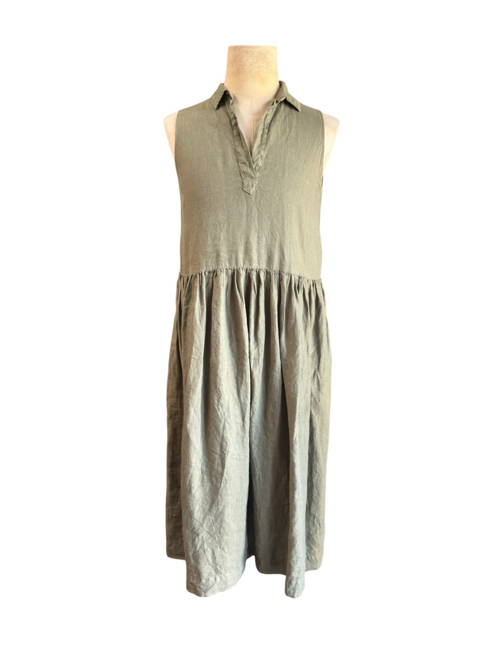 Frank & Eileen Sleeveless Olive Midi Shirt Dress